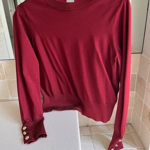 H&M Size Small Fitted Burgundy Sweater with Gold Buttoned Cuffs [Like New]